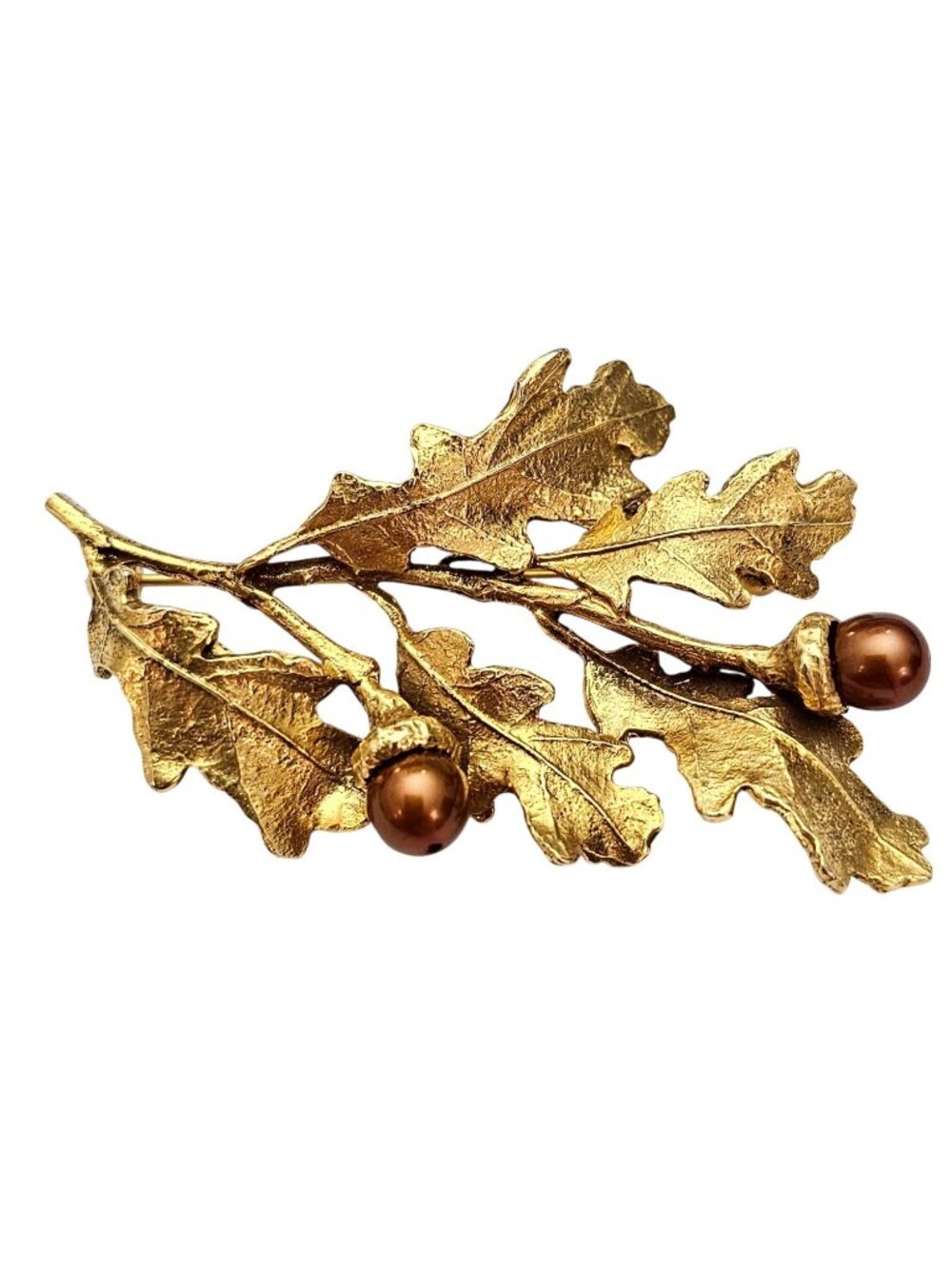 MMA Oak Leaf, Acorn Brooch Branch Faux Pearl Pin Signed, J735 - Picture 3 of 10